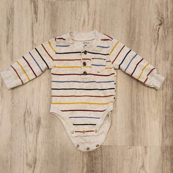 Carter's Off-White Striped Onesie 3 Months - Picture 1 of 3
